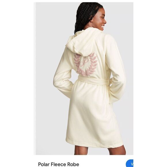 Victorias secret Vs PINK sherpa microfiber fleece hooded  robe /house jacket - Picture 1 of 7